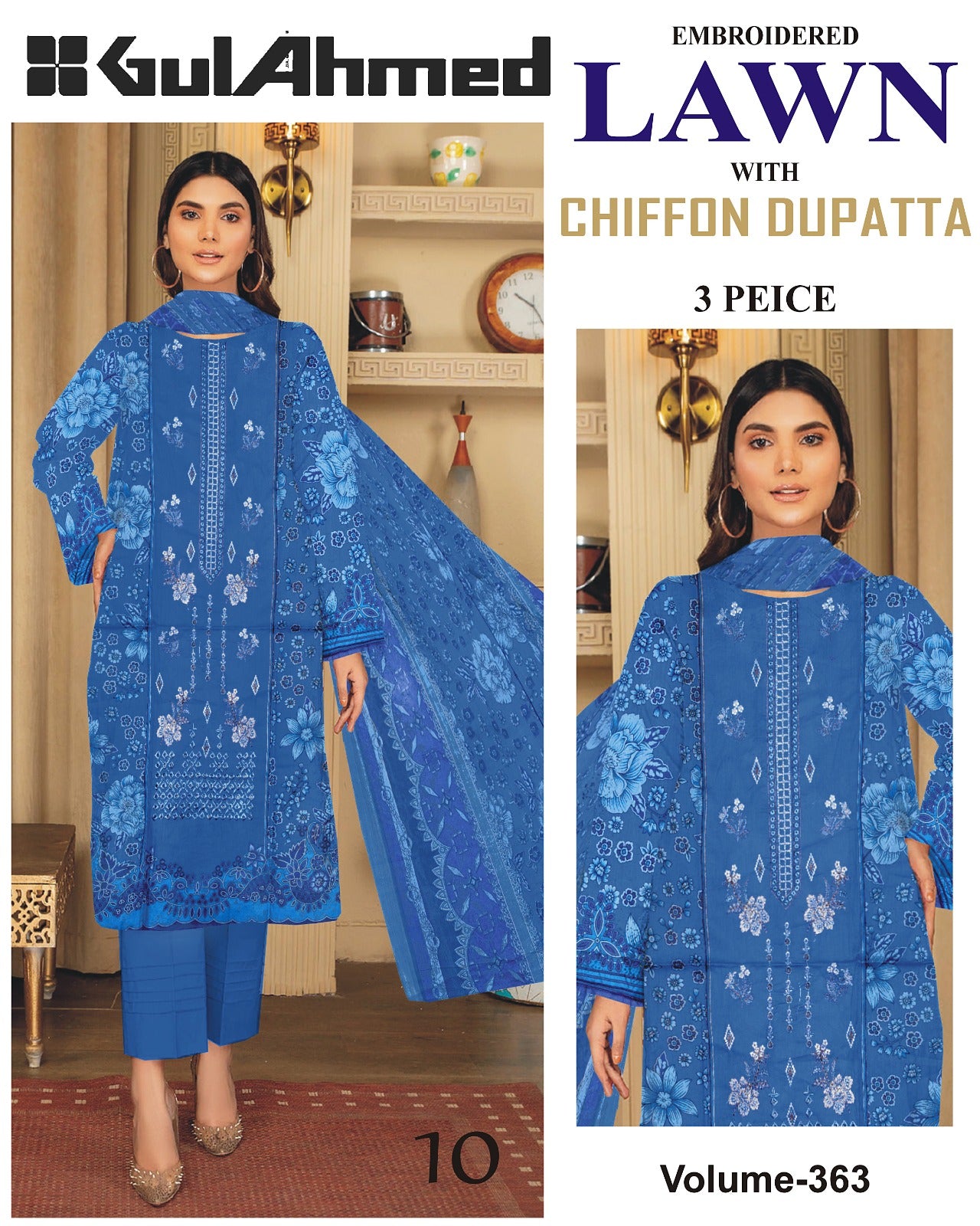 Summer Luxury Lawn – EMB Suit with Chiffon Dupatta