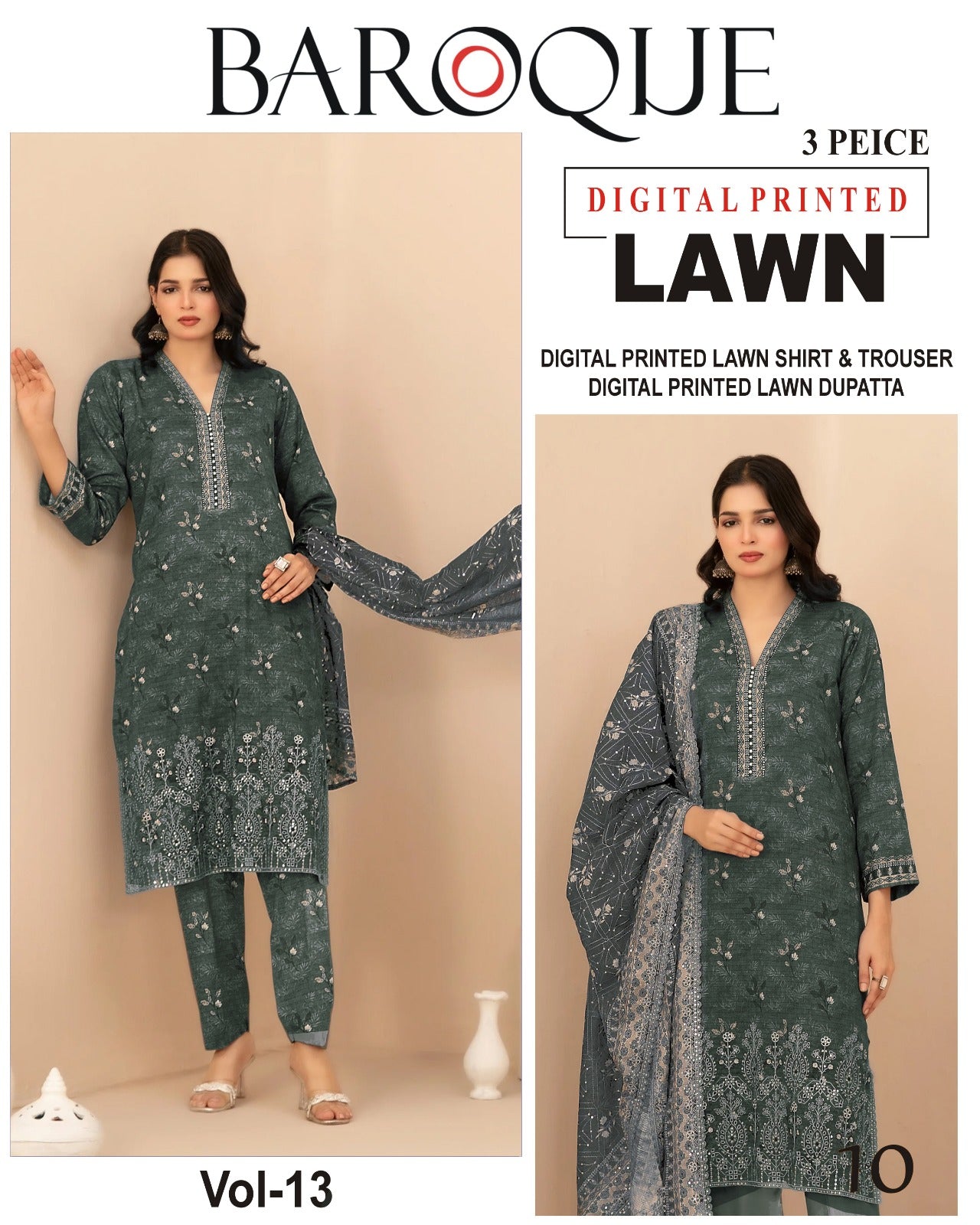 Baroque BANA DORA LAWN – Digital Printed 3PC