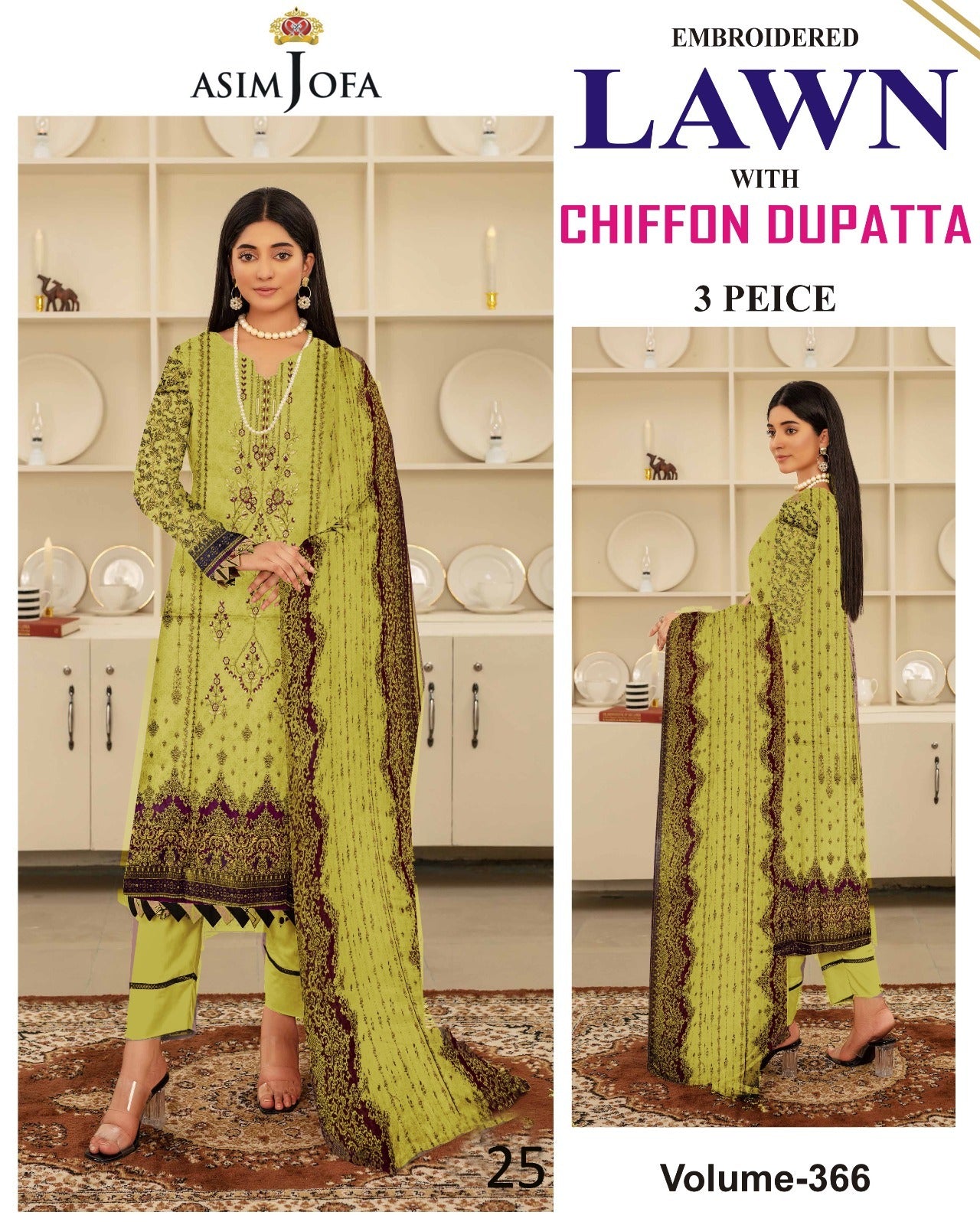 Summer Luxury Lawn – EMB Suit with Chiffon Dupatta