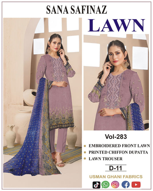 Summer Luxury Lawn – EMB Suit with Chiffon Dupatta