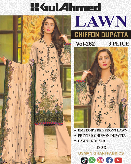 Summer Luxury Lawn – EMB Suit with Chiffon Dupatta