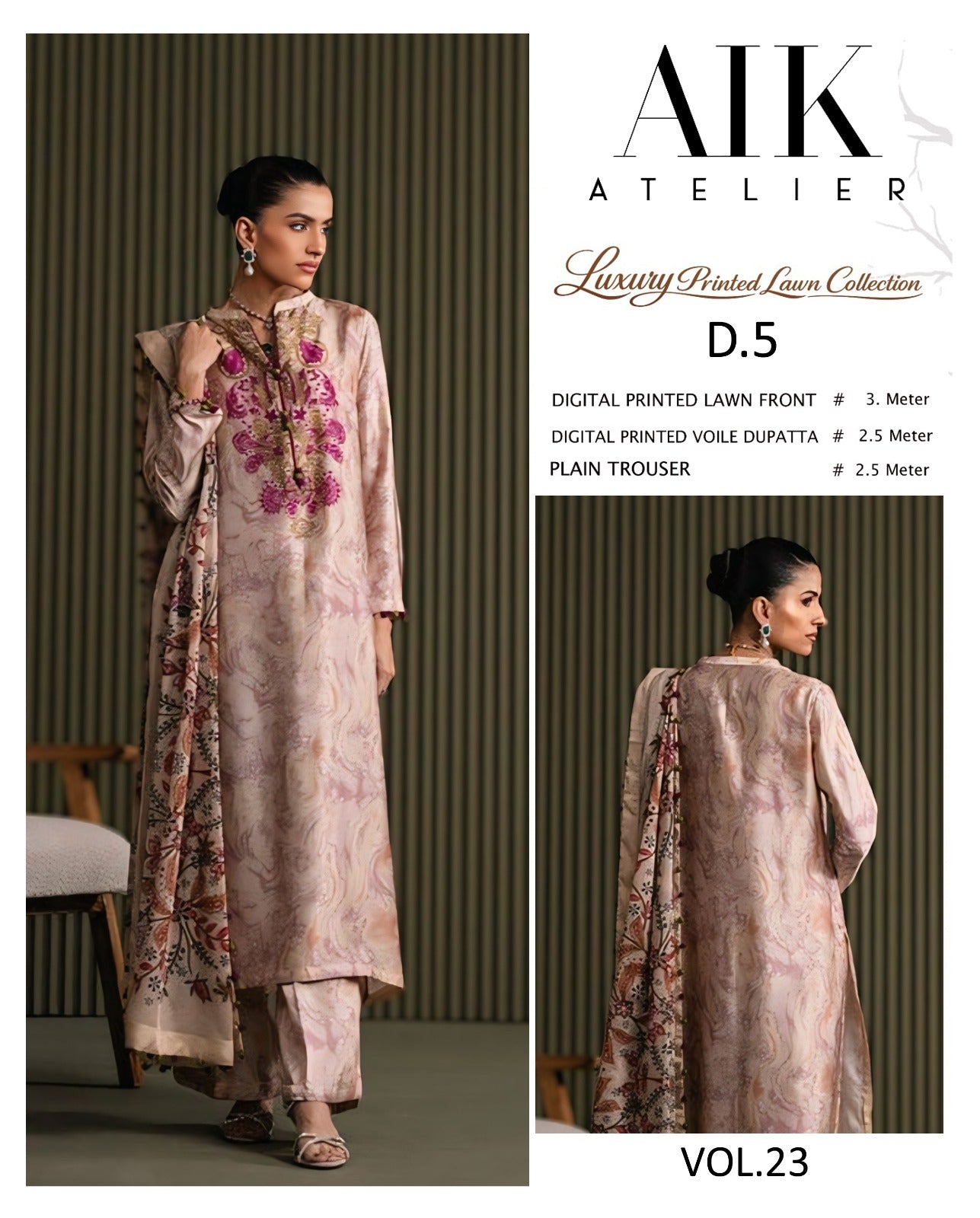 Aik Lawn 3 Piece With Lawn dupatta