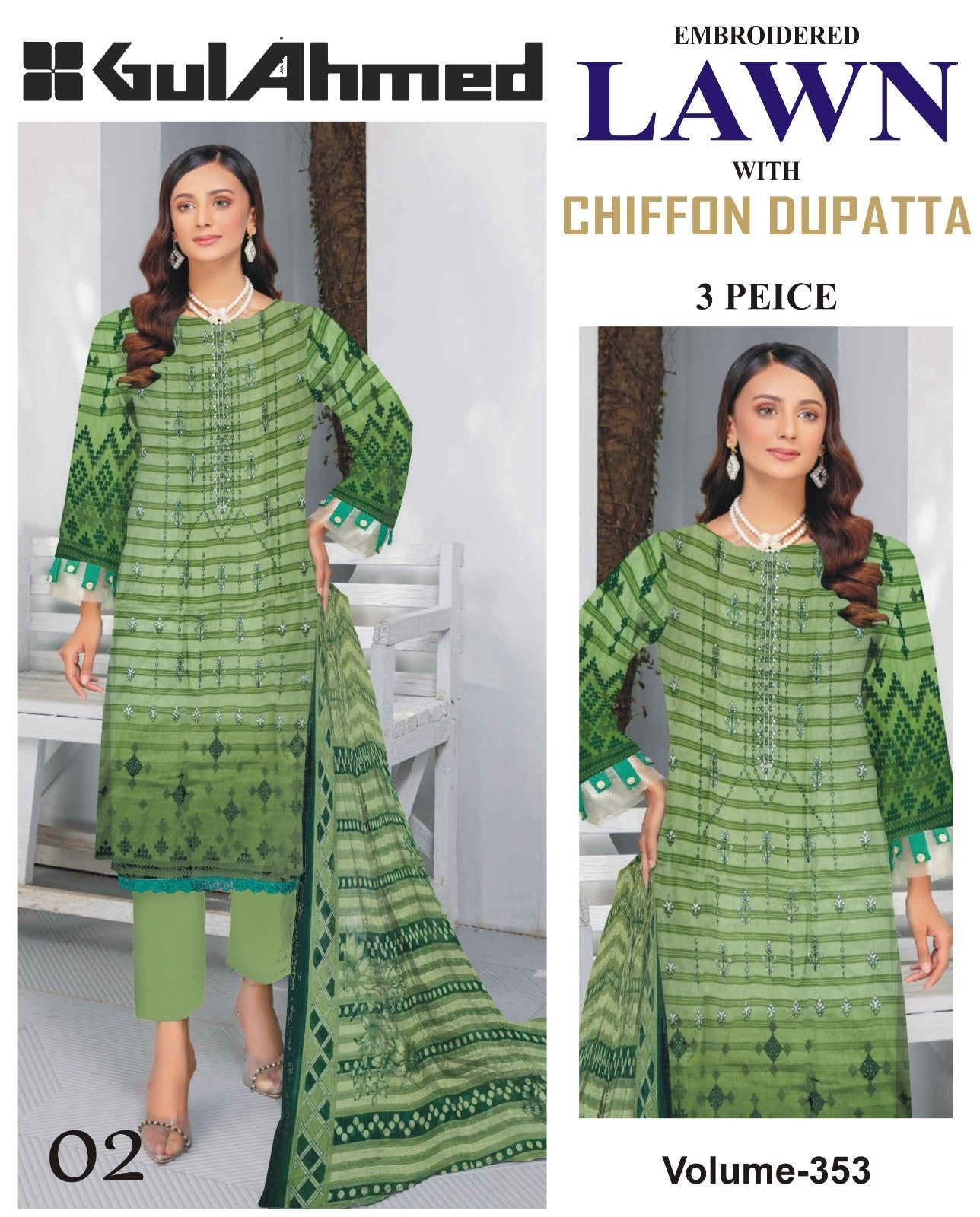 Summer Luxury Lawn – EMB Suit with Chiffon Dupatta