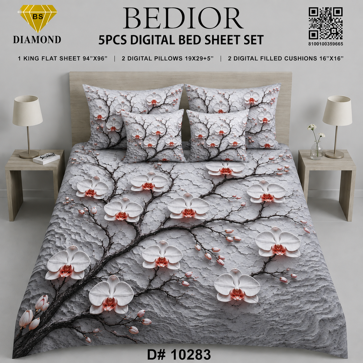 BEDIOR 5PCS DIGITAL BED SHEET SET 10283
