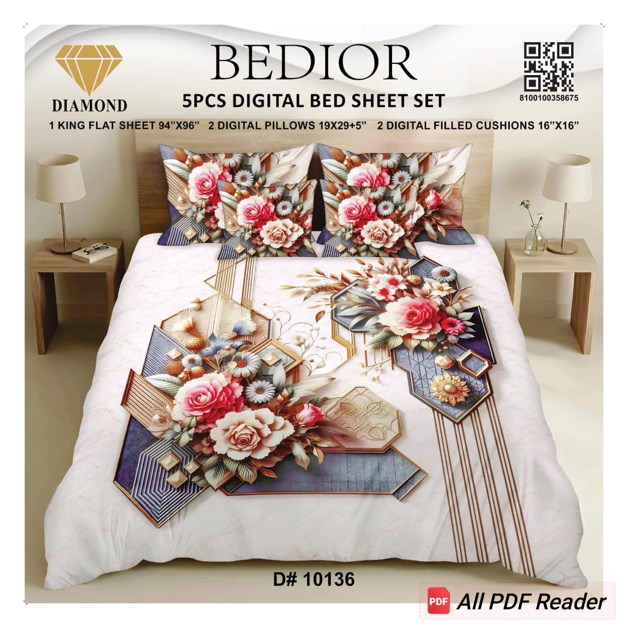 BEDIOR 5PCS DIGITAL BED SHEET SET 10136