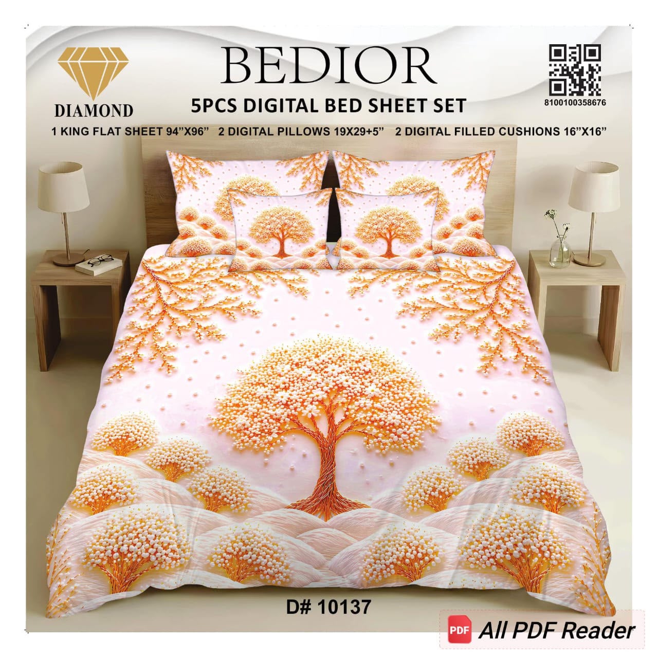 BEDIOR 5PCS DIGITAL BED SHEET SET 10137