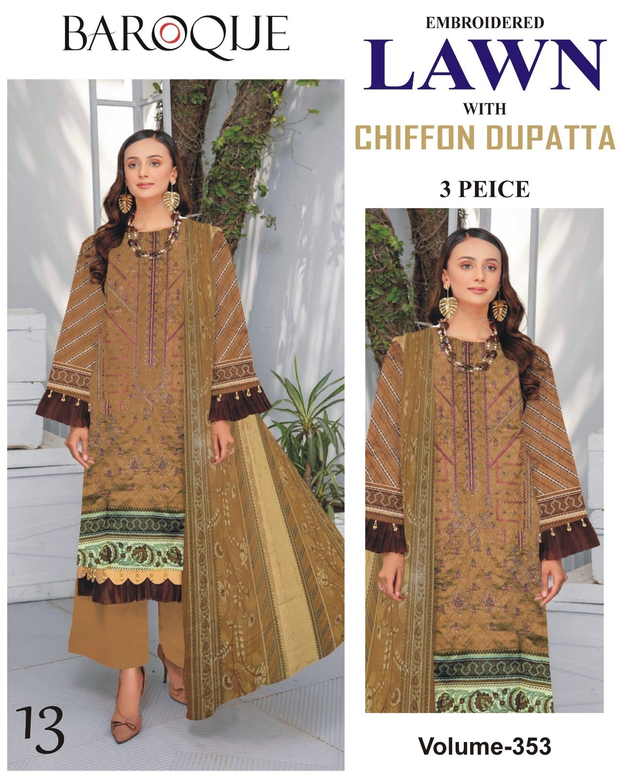 Summer Luxury Lawn – EMB Suit with Chiffon Dupatta