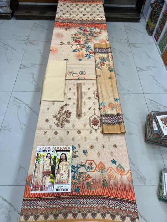 Safa Marwa Original Lawn 3-PC Embroidered Collection