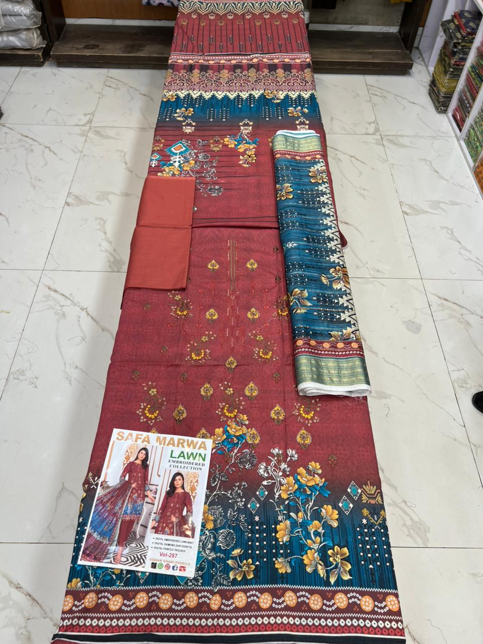Safa Marwa Original Lawn 3-PC Embroidered Collection
