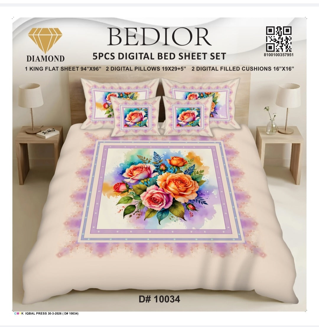 BEDIOR 5PCS DIGITAL BED SHEET SET 10034