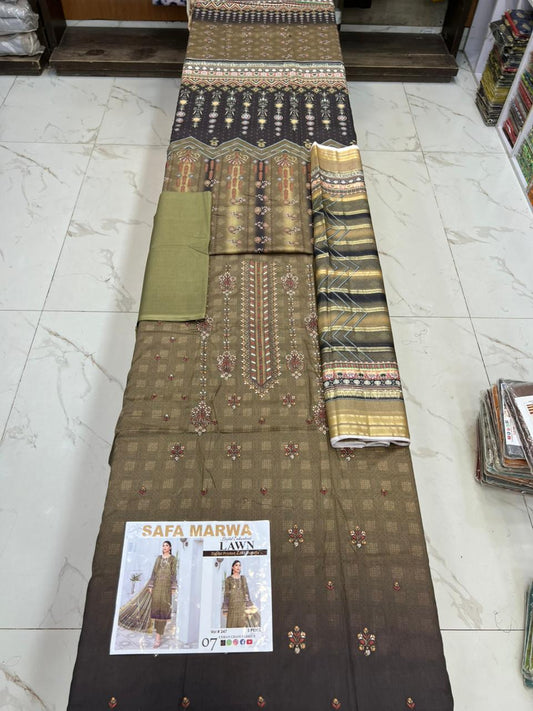 Safa Marwa Original Lawn 3-PC Embroidered Collection