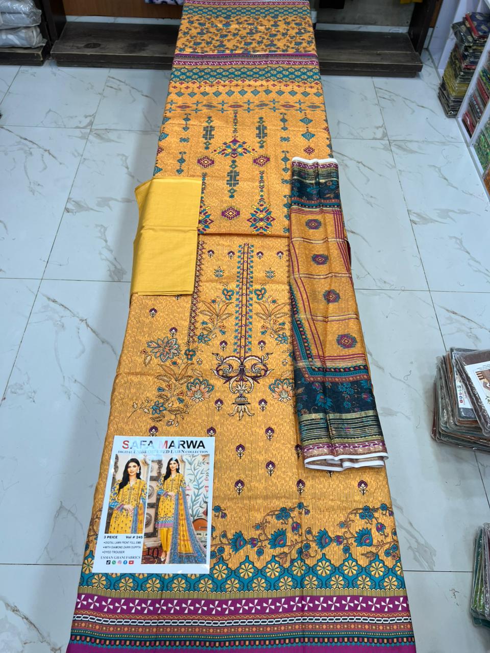Safa Marwa Original Lawn 3-PC Embroidered Collection