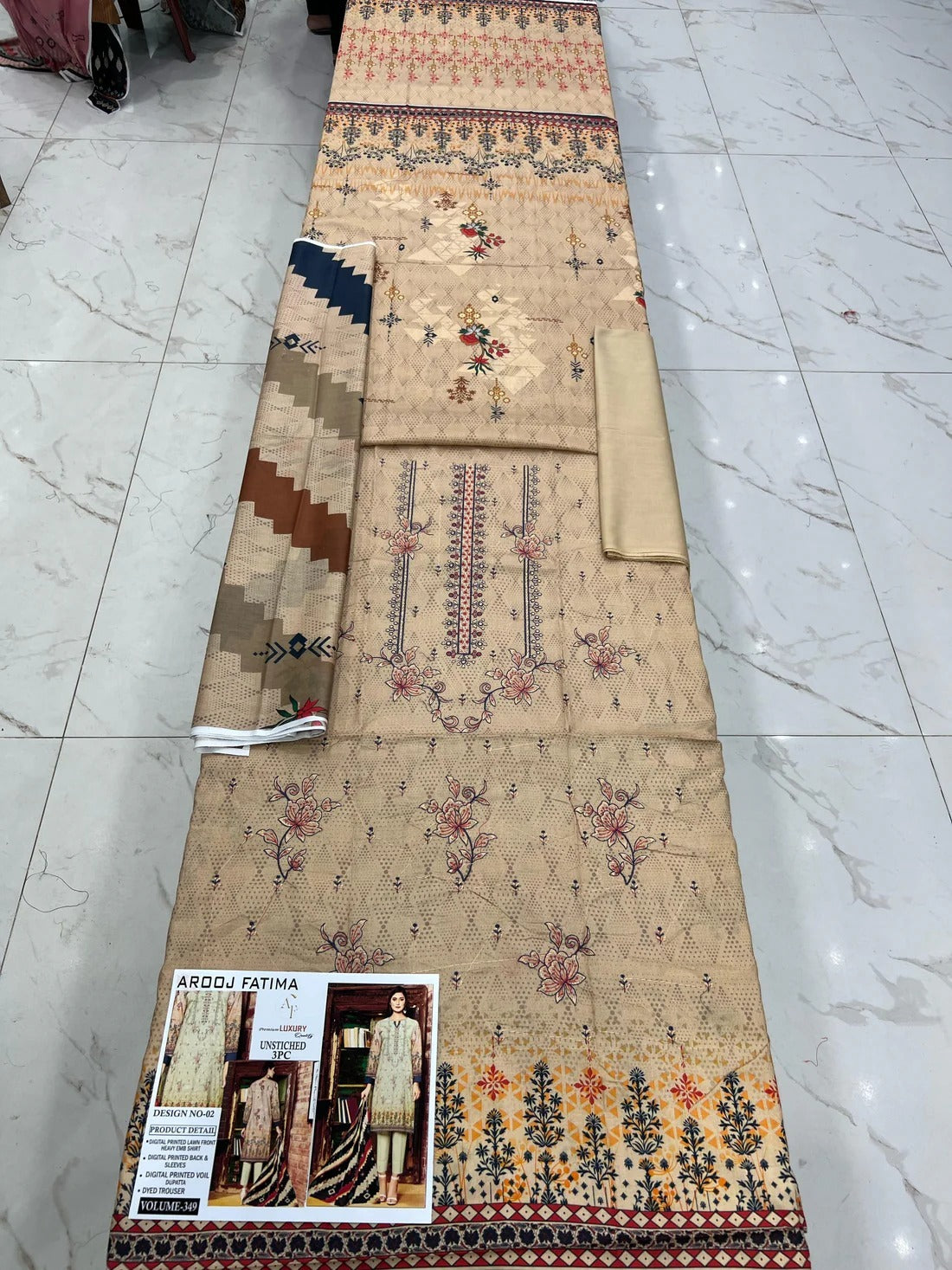 Arooj Fatima Lawn EMB 3PC – Luxury Summer Wear