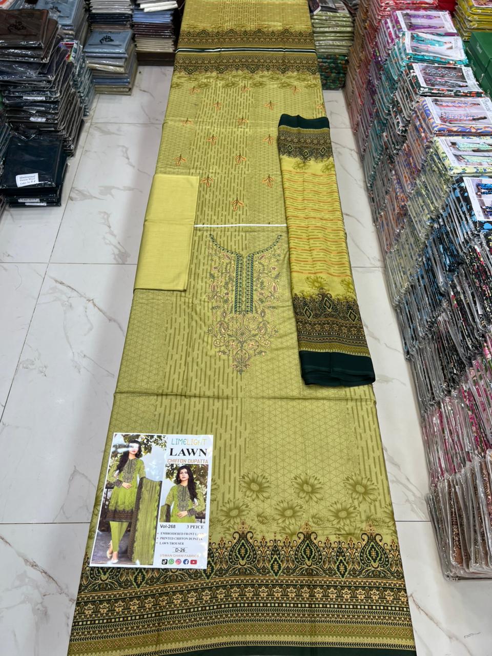 Summer Luxury Lawn – EMB Suit with Chiffon Dupatta