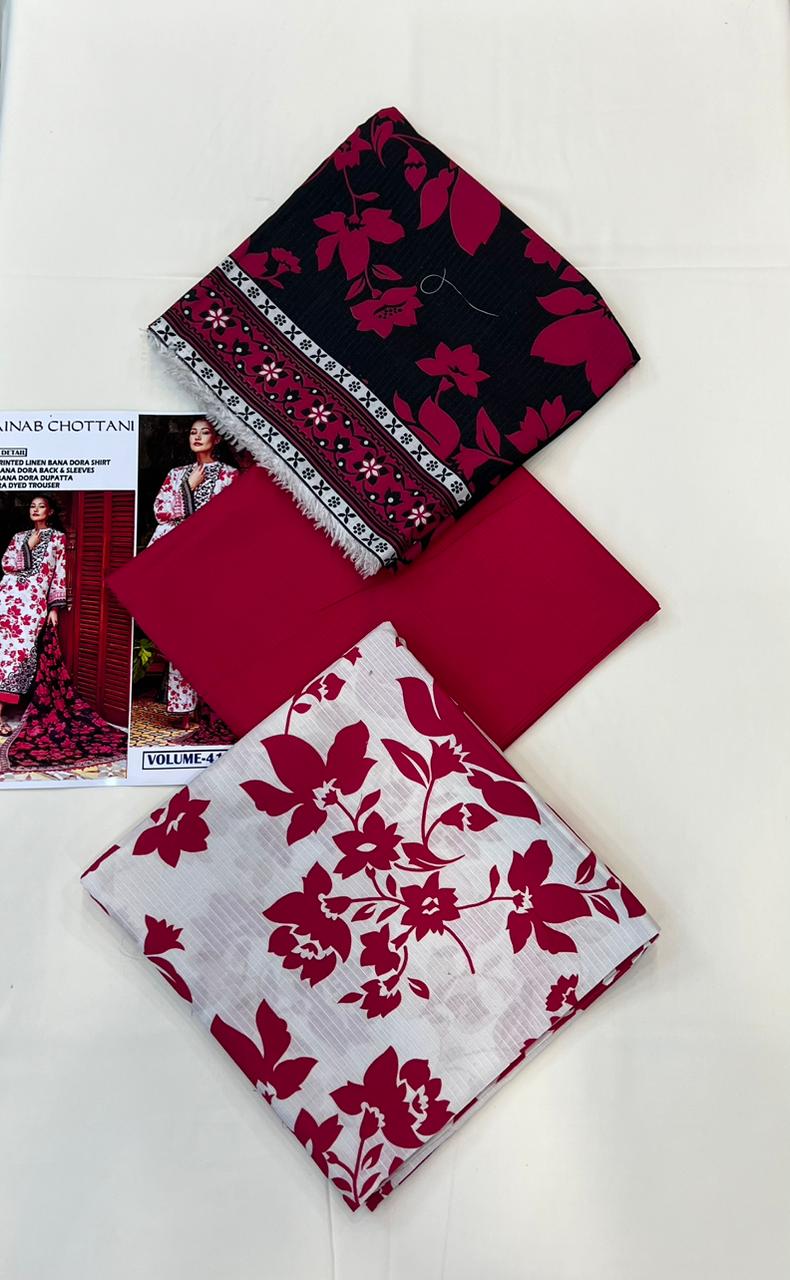 Zainab Chottani Bana Dora linen 3 Pc