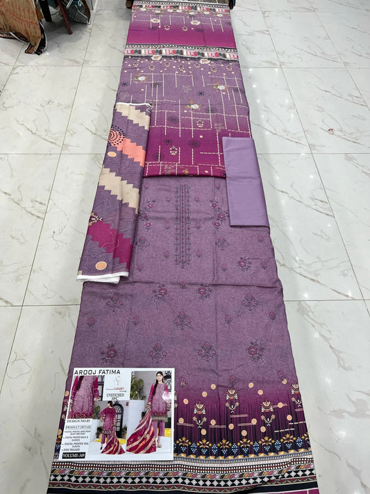 Arooj Fatima Lawn EMB 3PC – Luxury Summer Wear