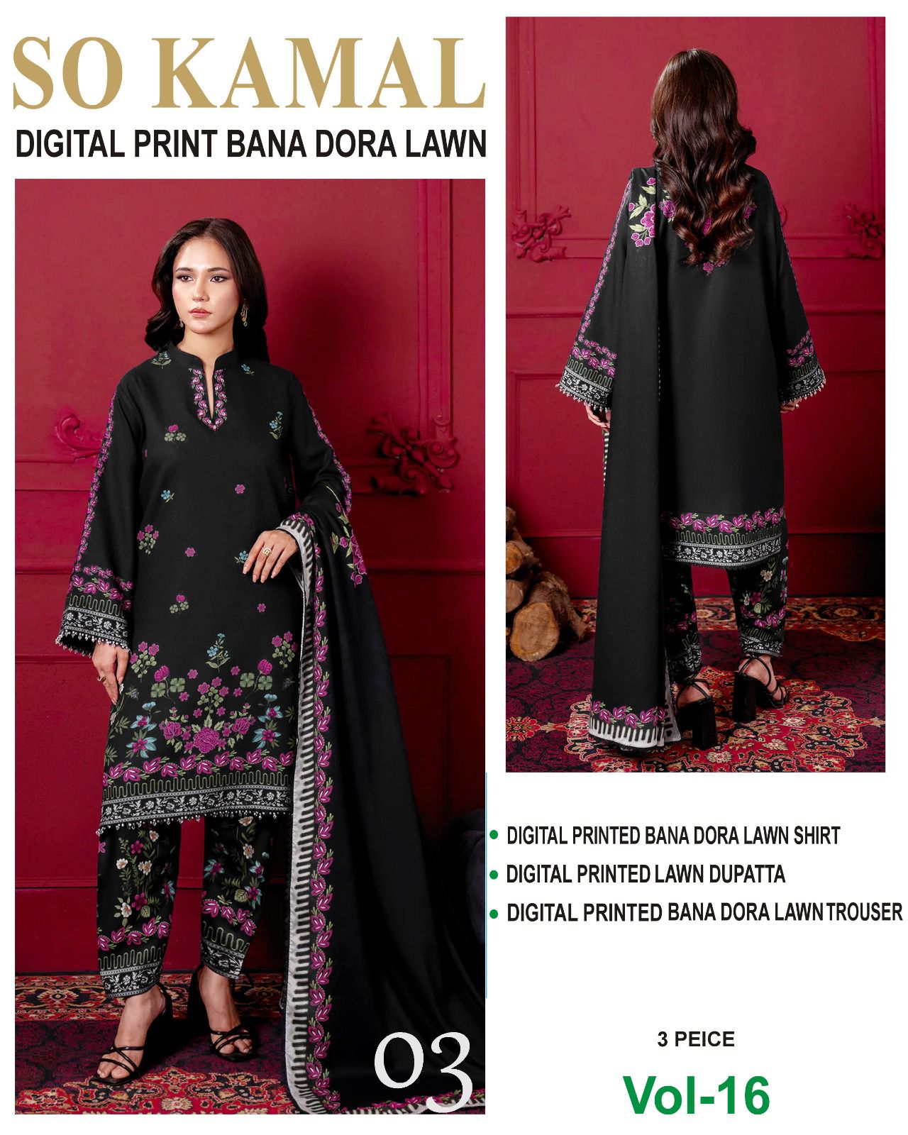 So Kamal BANA DORA LAWN – Digital Printed 3PC Suit