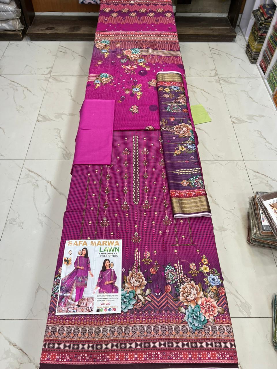 Safa Marwa Original Lawn 3-PC Embroidered Collection