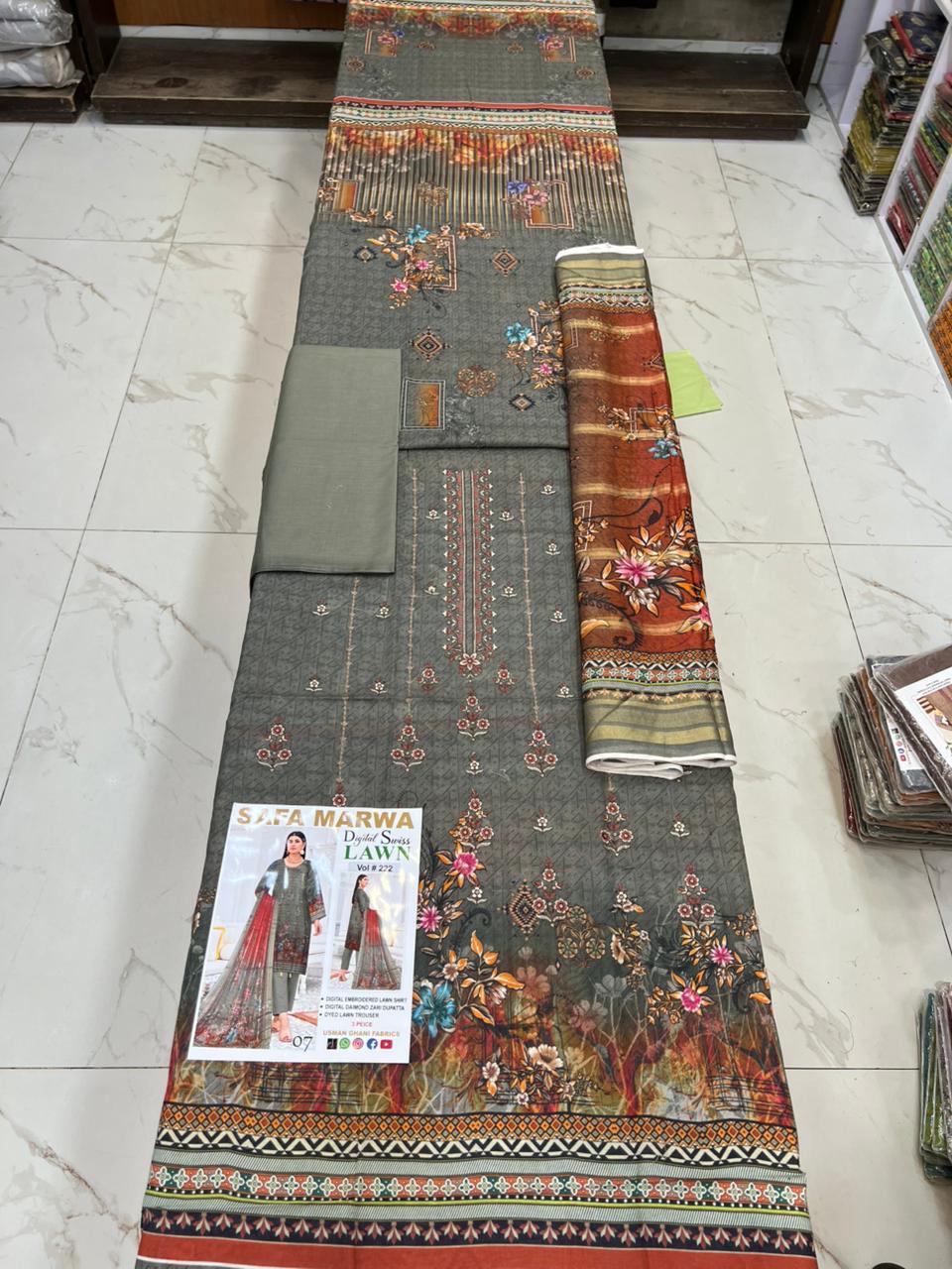 Safa Marwa Original Lawn 3-PC Embroidered Collection