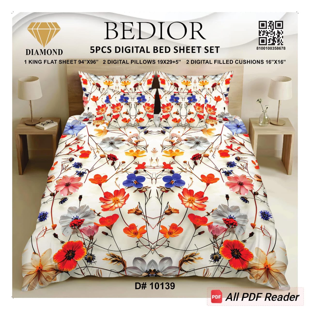 BEDIOR 5PCS DIGITAL BED SHEET SET 10139