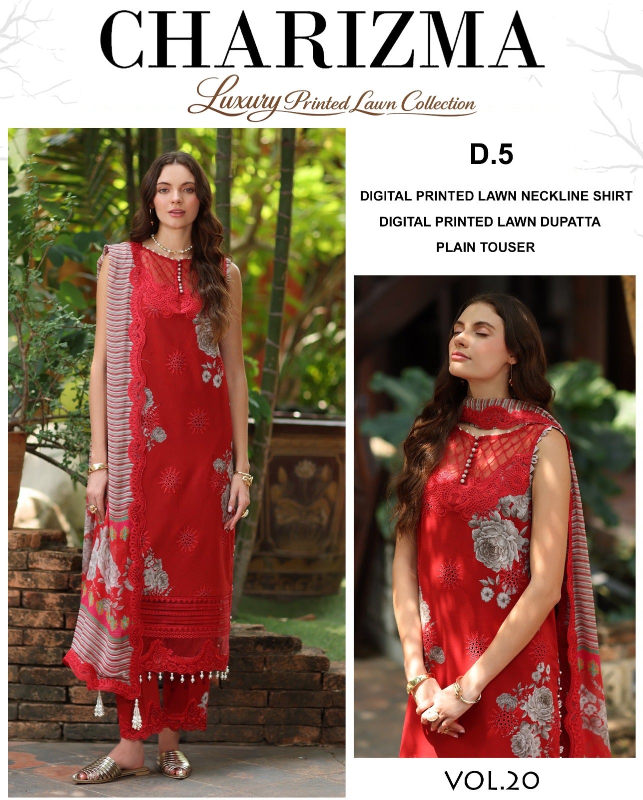 Charizma Lawn 3 Piece With Lawn dupatta