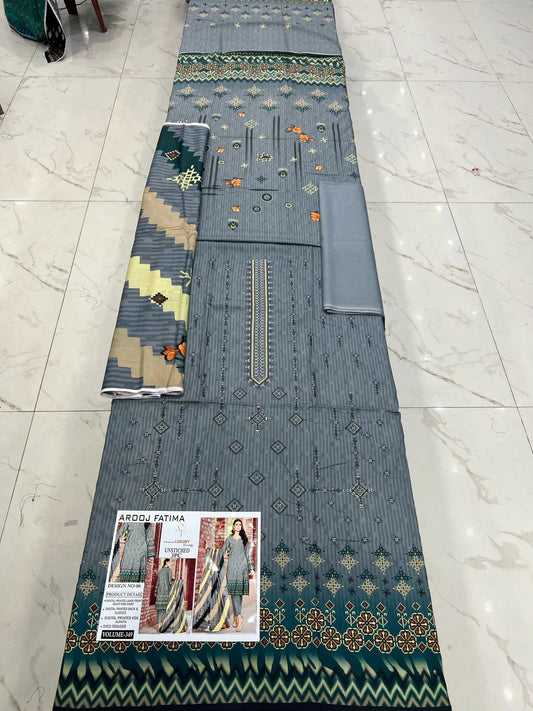 Arooj Fatima Lawn EMB 3PC – Luxury Summer Wear