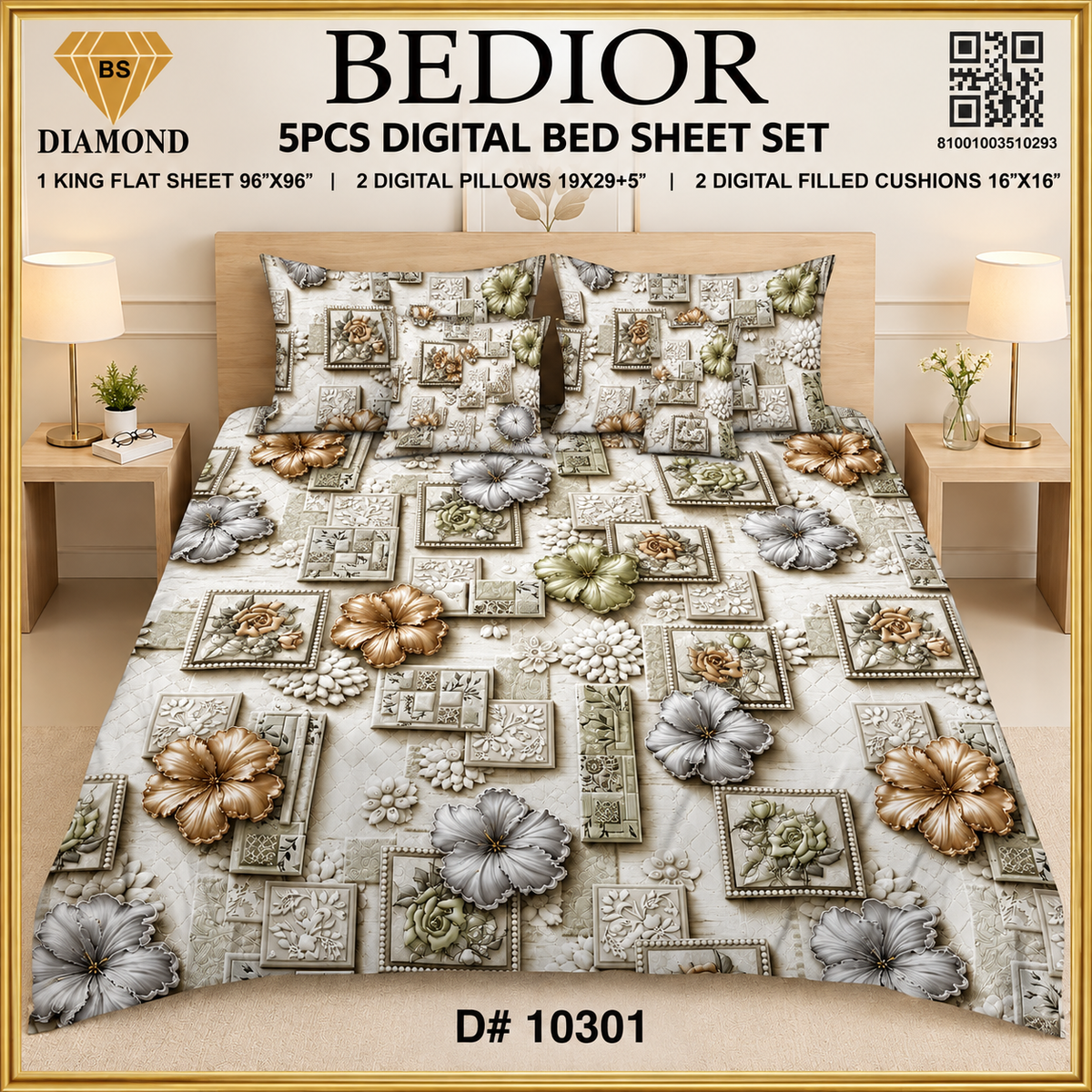 BEDIOR 5PCS DIGITAL BED SHEET SET 10301