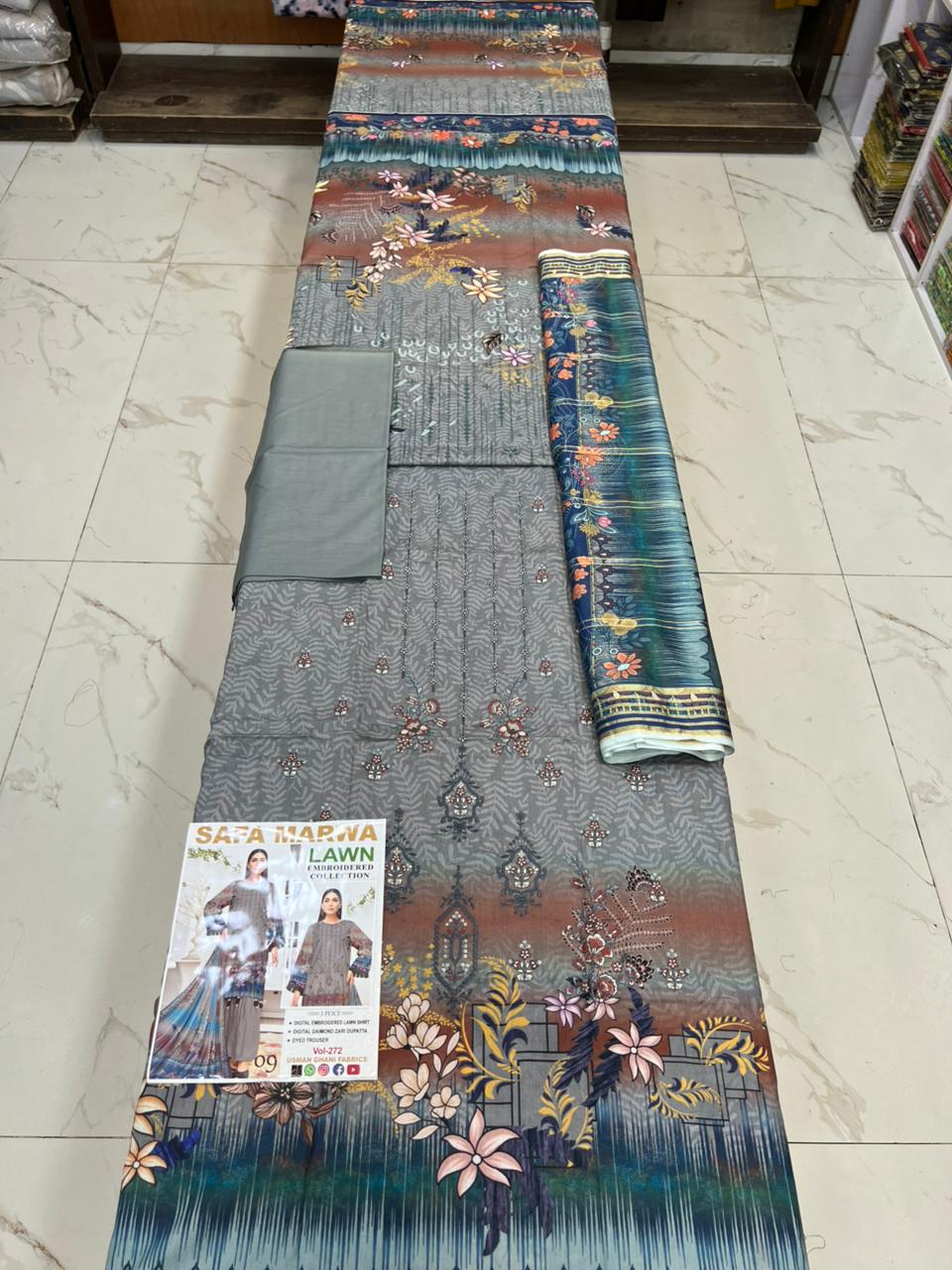 Safa Marwa Original Lawn 3-PC Embroidered Collection