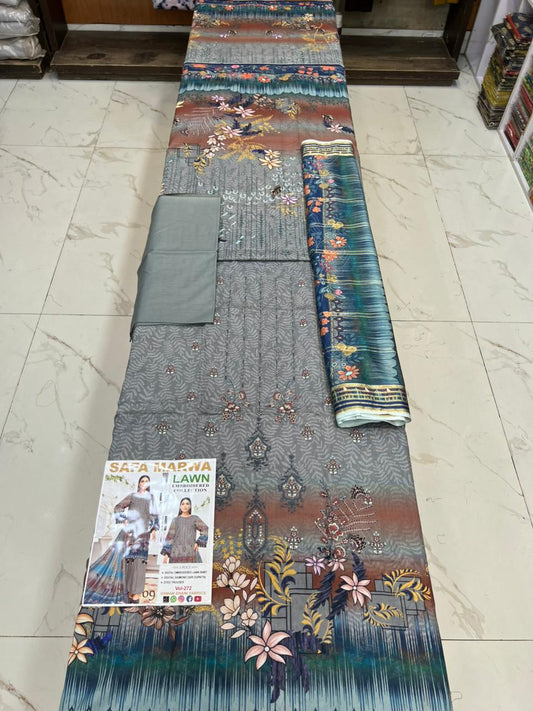 Safa Marwa Original Lawn 3-PC Embroidered Collection