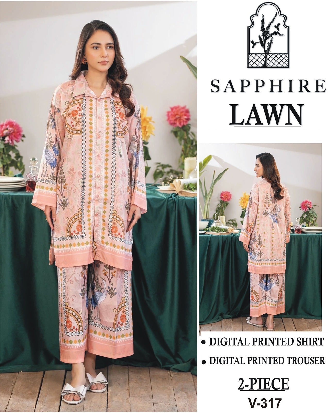 Sapphire Digital Printed Cord Set 2PC