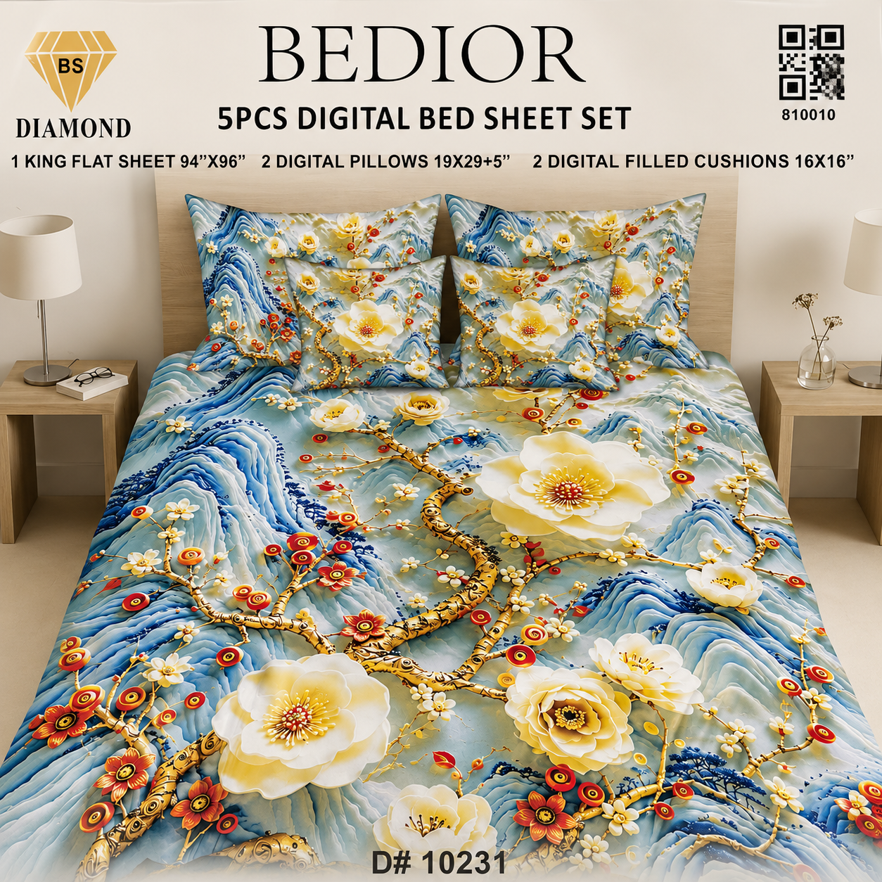 BEDIOR 5PCs DIGITAL BED SHEET SET 10231