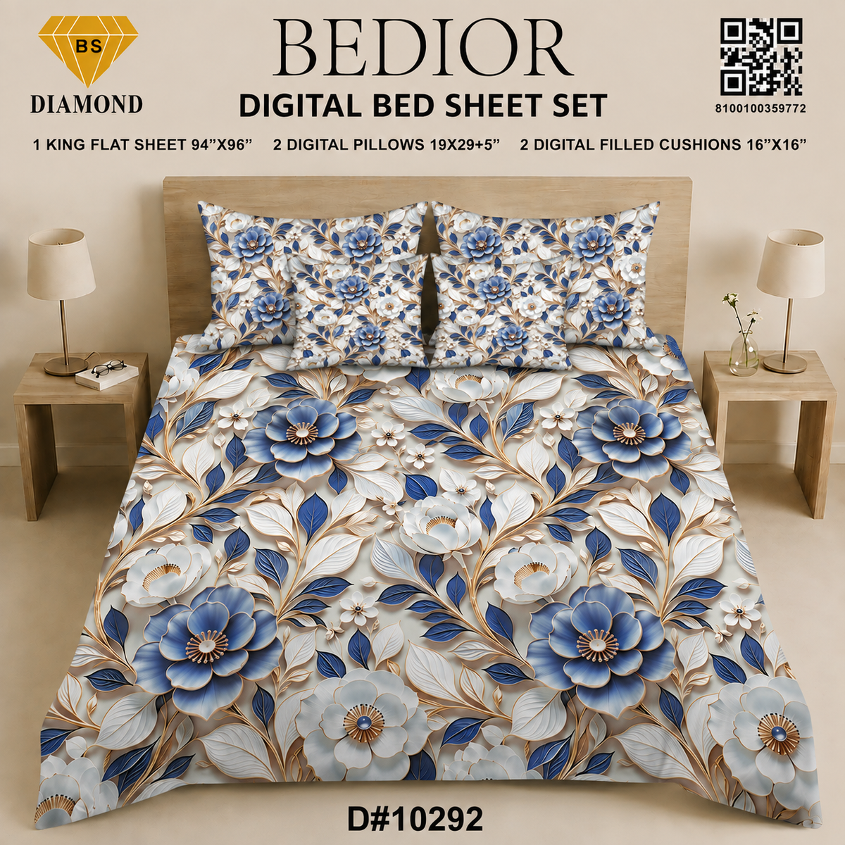 BEDIOR 5PCS DIGITAL BED SHEET SET 10292