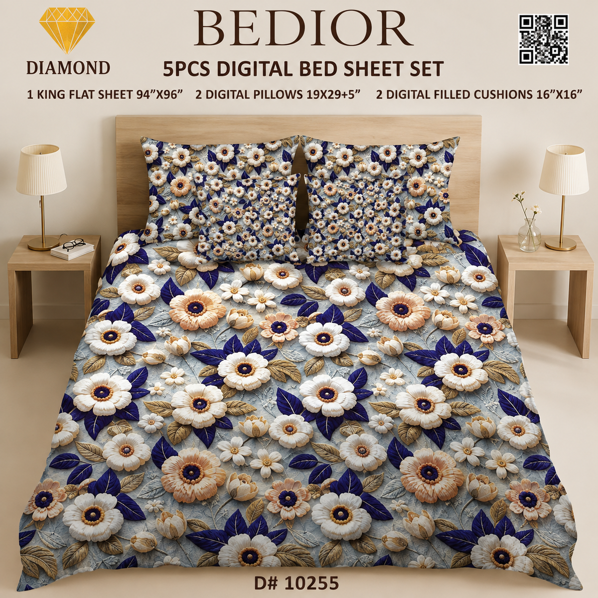 BEDIOR 5PCS DIGITAL BED SHEET SET 10255
