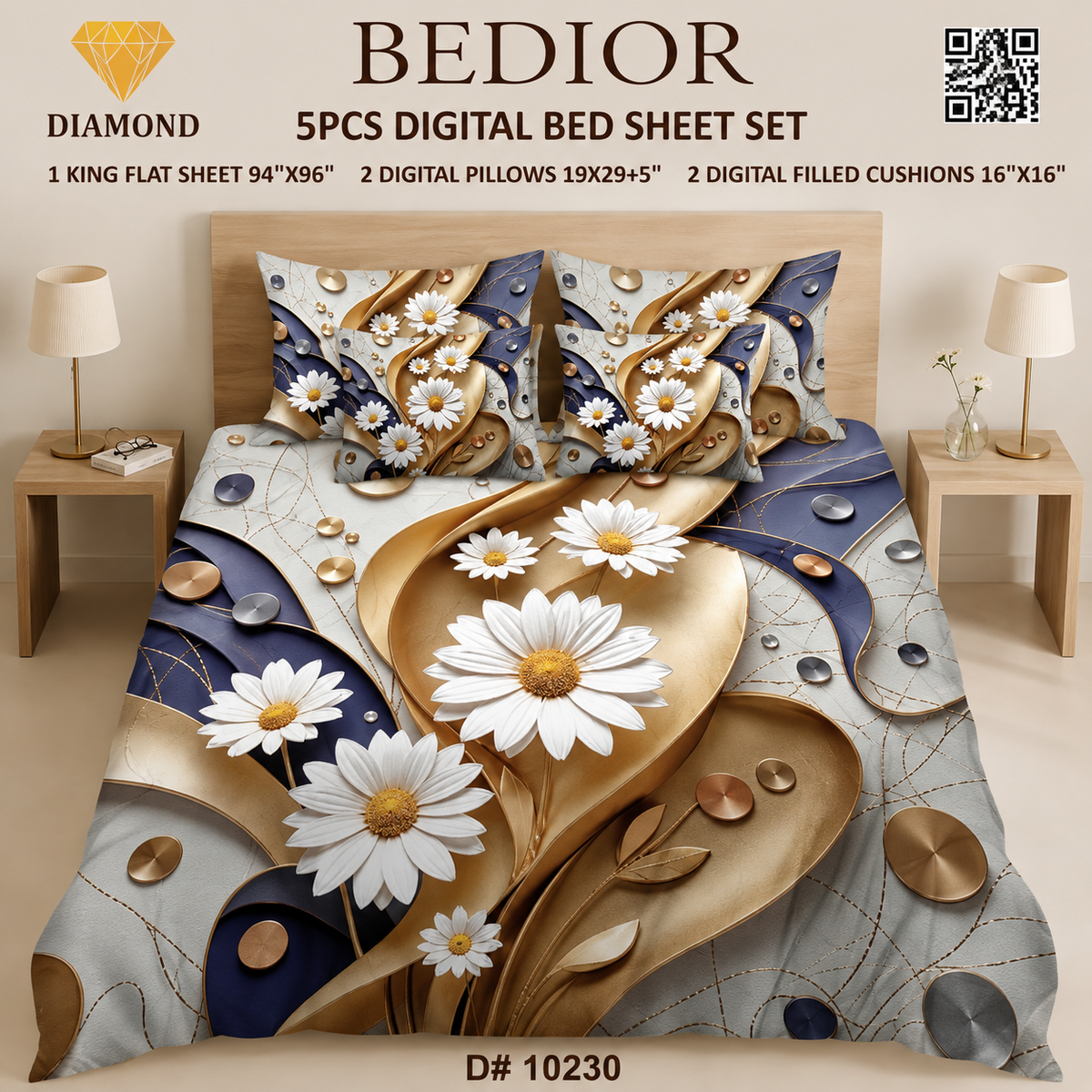 BEDIOR 5PCS DIGITAL BED SHEET SET 10230