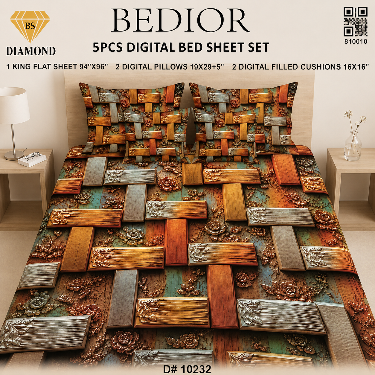 BEDIOR 5PCs DIGITAL BED SHEET SET 10232