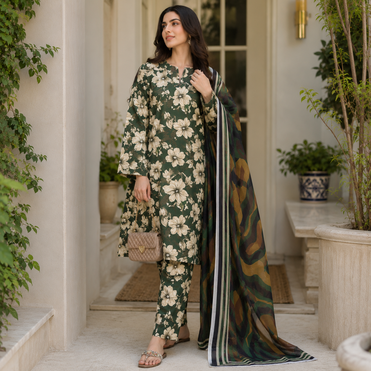 LAWN DUPATTA 3PC BRANDED COLLECTION