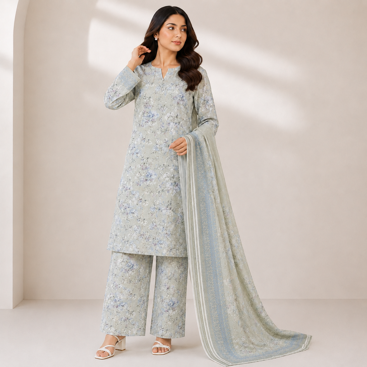 LAWN DUPATTA 3PC BRANDED COLLECTION