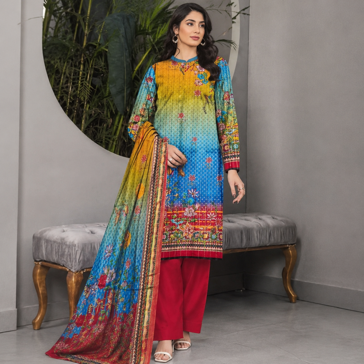 LAWN DUPATTA 3PC BRANDED COLLECTION