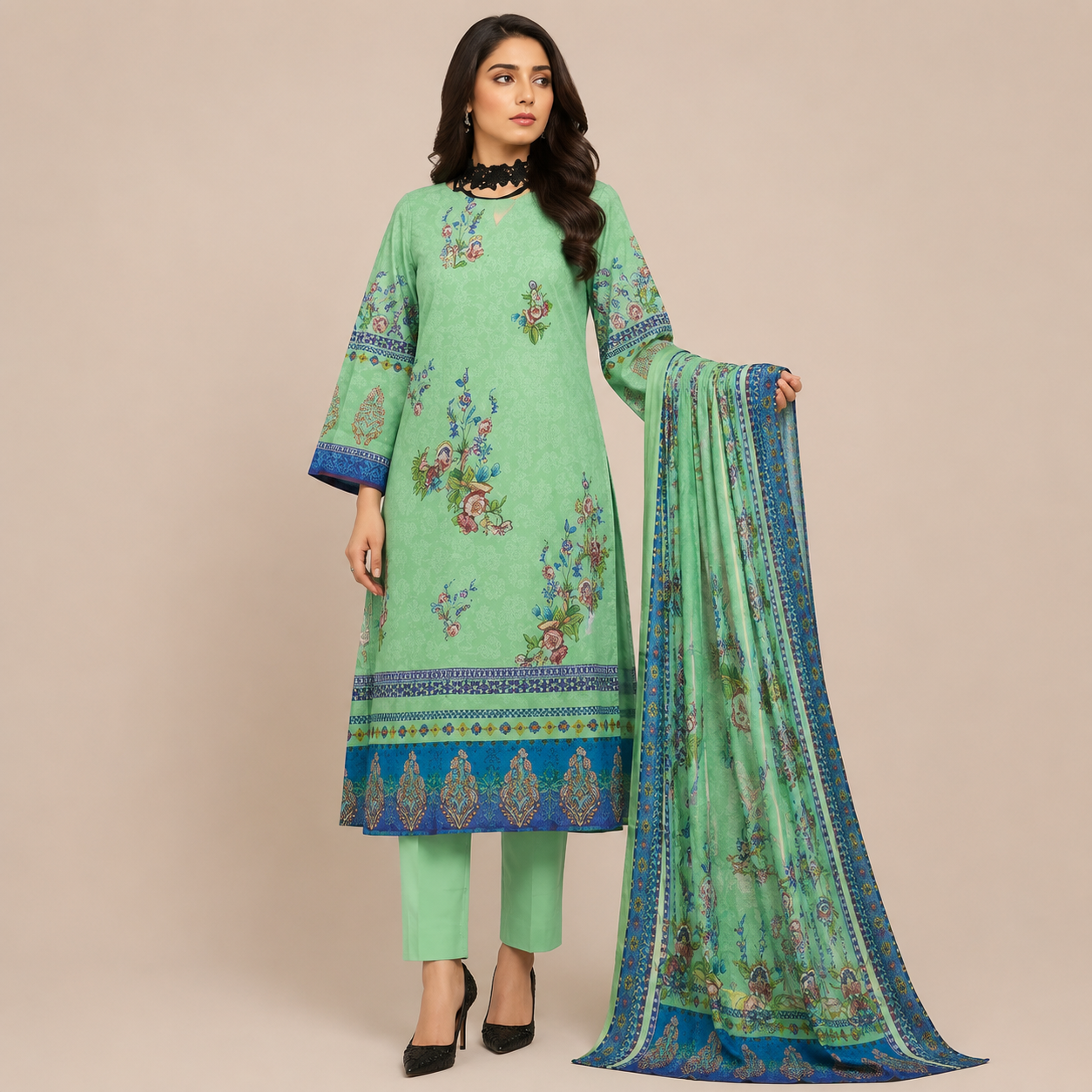 LAWN DUPATTA 3PC BRANDED COLLECTION
