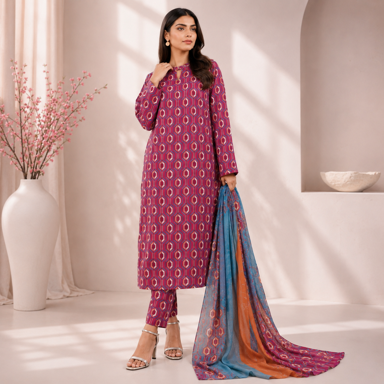LAWN DUPATTA 3PC BRANDED COLLECTION