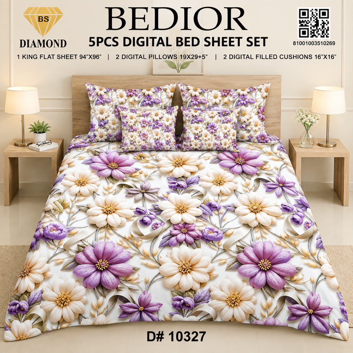 BEDIOR 5PCs DIGITAL BED SHEET SET 10327