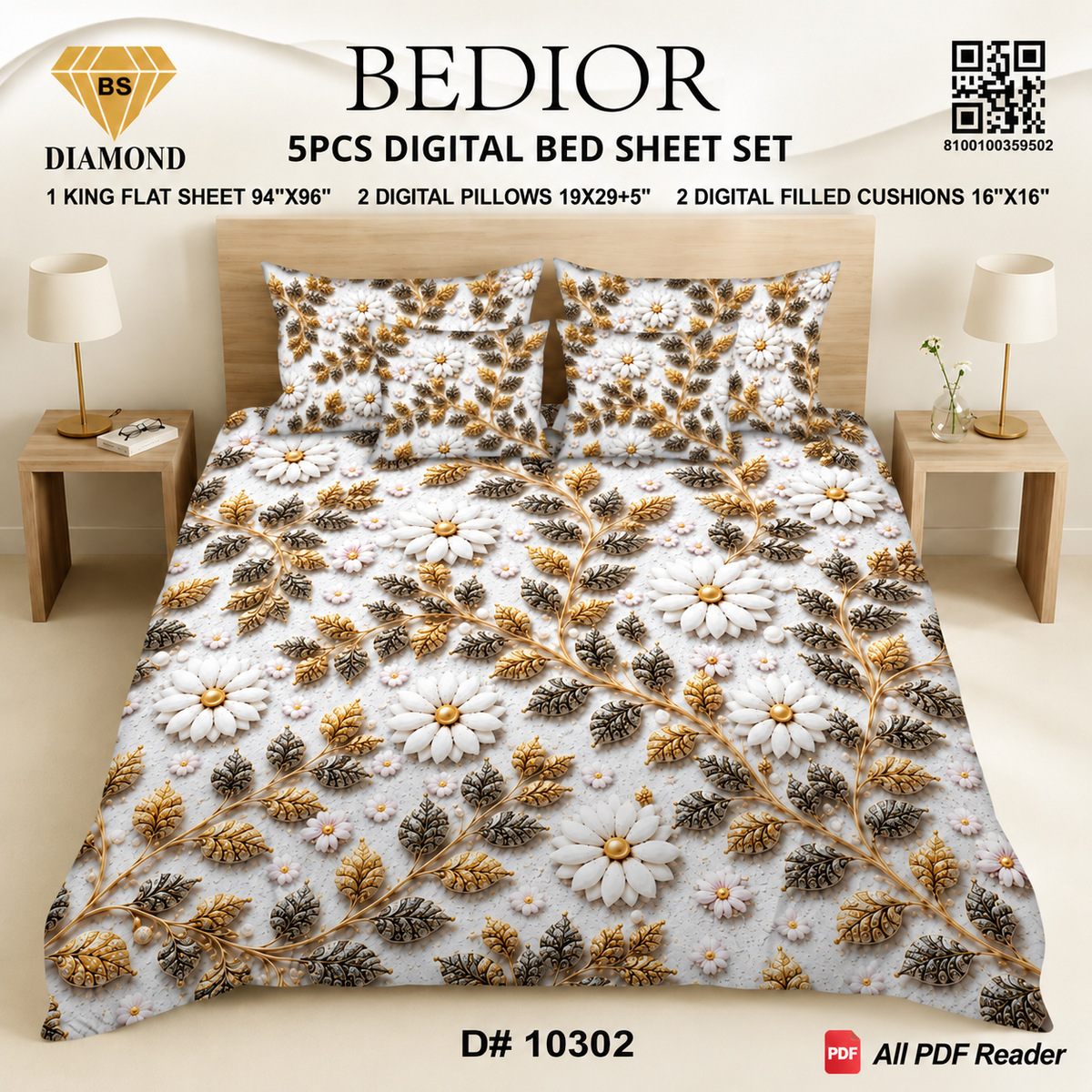 BEDIOR 5PCs DIGITAL BED SHEET SET 10302