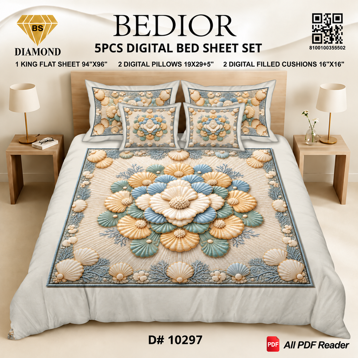 BEDIOR 5PCs DIGITAL BED SHEET SET 10297
