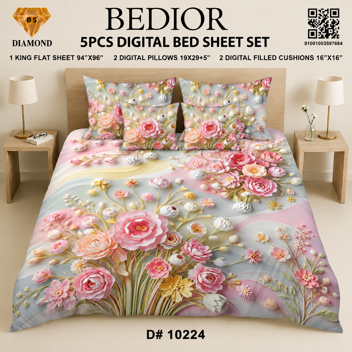 BEDIOR 5PCs DIGITAL BED SHEET SET 10224