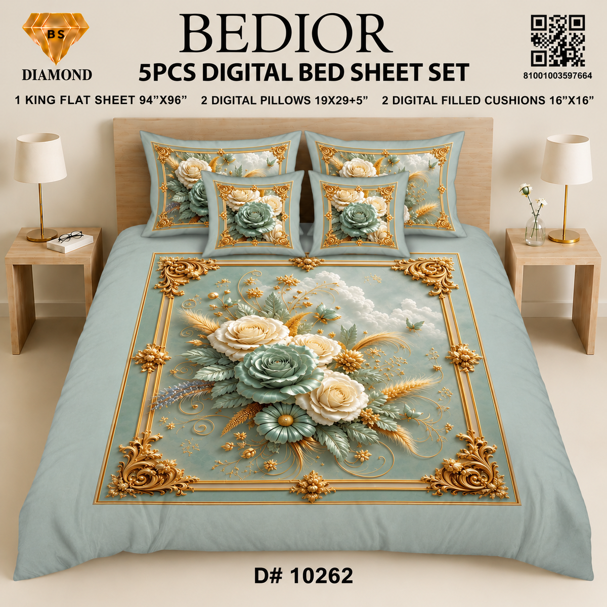 BEDIOR 5PCs DIGITAL BED SHEET SET 10262