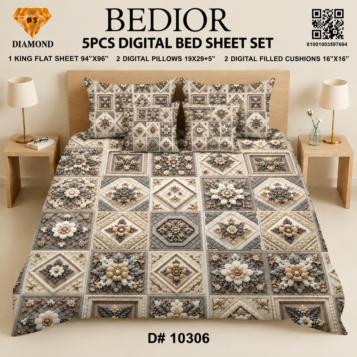 BEDIOR 5PCs DIGITAL BED SHEET SET 10306