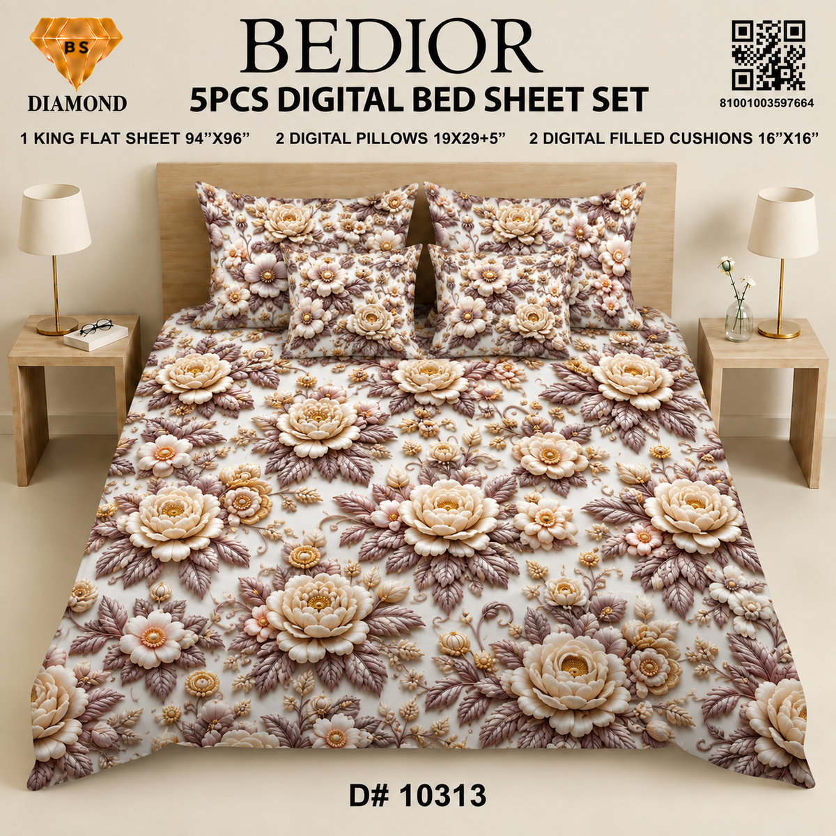 BEDIOR 5PCs DIGITAL BED SHEET SET 10313