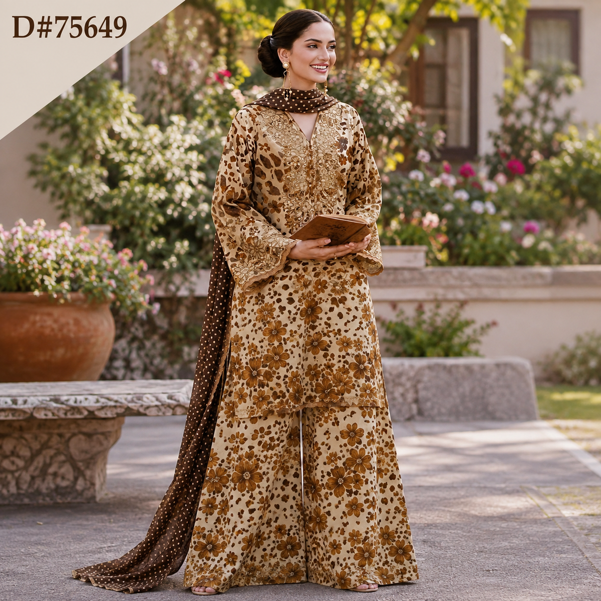 Basic Embroidered Linen 3PC D#75649