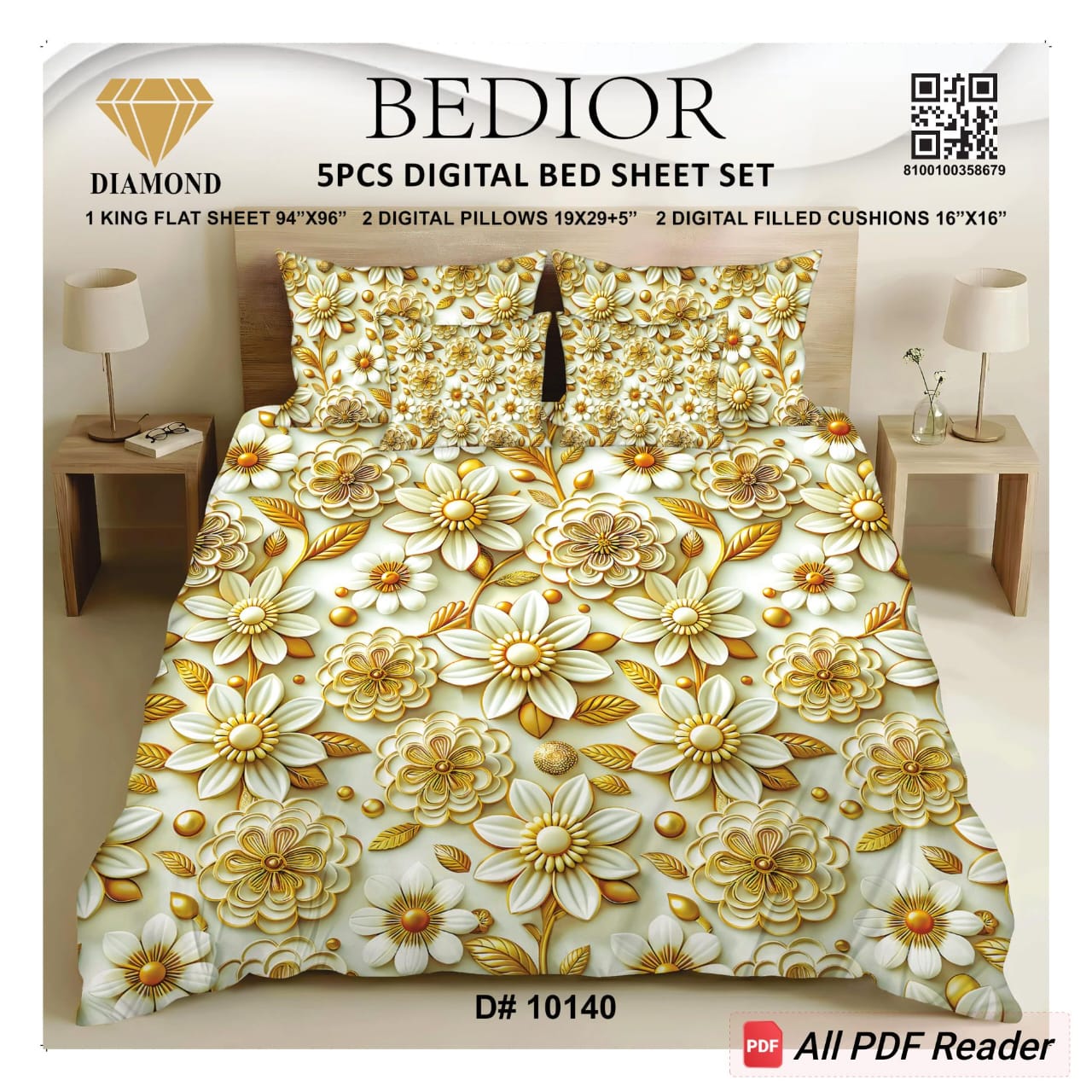 BEDIOR 5PCS DIGITAL BED SHEET SET 10140