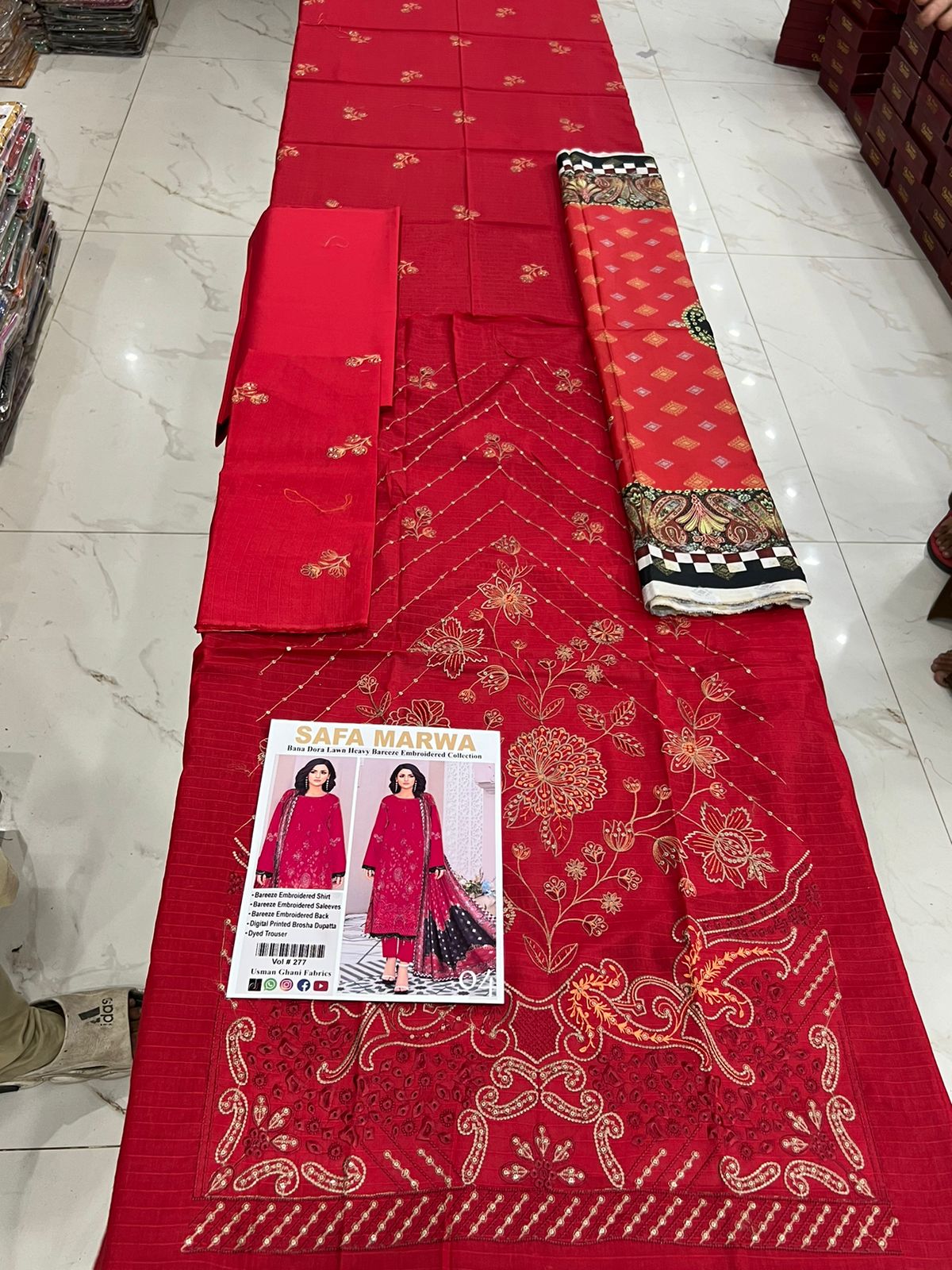 SAFA MARWA – Bana Dora Lawn Heavy EMB 3PC